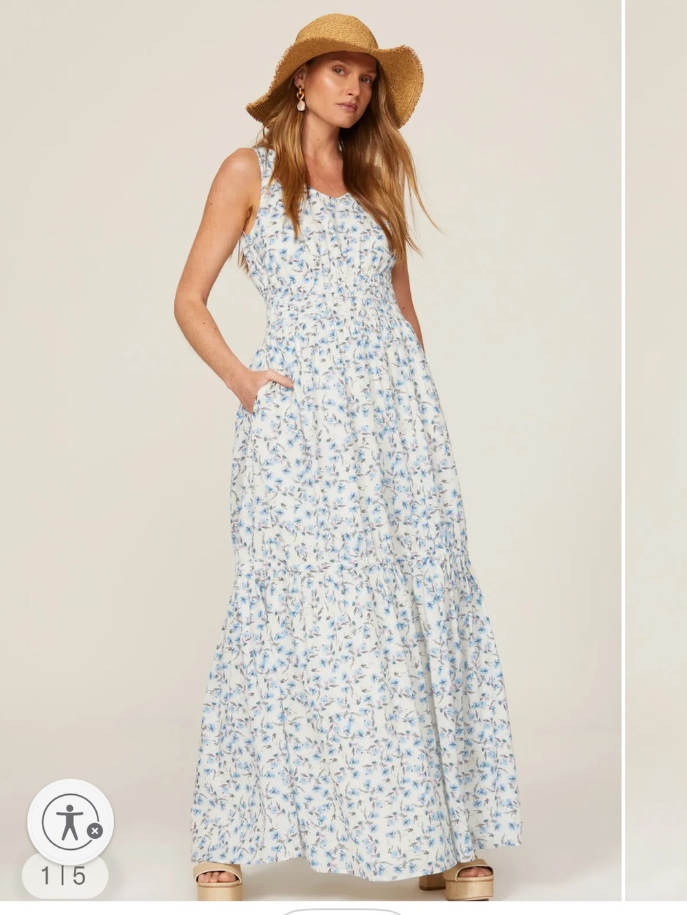 Floral Tiered Maxi by Something Navy Sz S